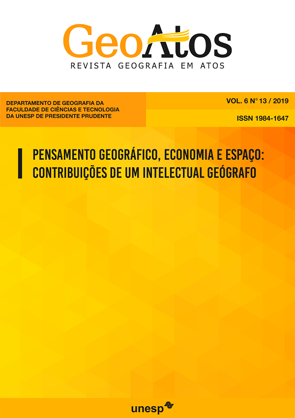 					View Vol. 6 No. 13 (2019): Pensamento Geográfico, Economia e Espaço: Contribuições de um Intelectual Geógrafo
				